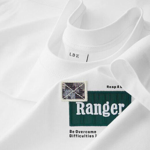 Vancl Eslite Ice Seide Baumwolle Essentielles bestickter runder Nacken Kurzarm T-Shirt Herren European Station 2025 Sommer Neues lose T-Shirt Trend T-Shirt Trend Weiß 6630 Weiß 6630 m Gewicht 90-110jin [Jin gleich 0,5 kg]