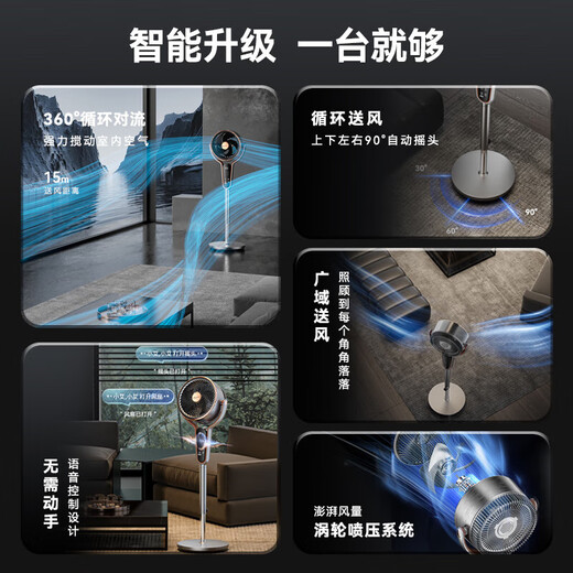 Shangdu丨Manufacturer direct sales丨Home appliance subsidy NO.1 refrigeration air circulation fan electric fan household floor fan air conditioner first-class energy efficiency silent bedroom strong wind voice shaking head 12-level intelligent voice interaction丨AI intelligent control super energy-saving丨8D circulating turbine wind