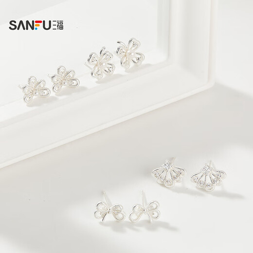 Sanfu 925 silver lace garden earrings pair, elegant sweet jewelry accessories earrings 843738 9230 1 gram