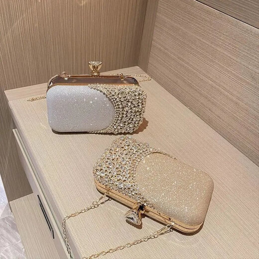 Yingtang celebrity diamond bag banquet dress clutch bag dinner bag wedding bridesmaid handbag gold moon shape