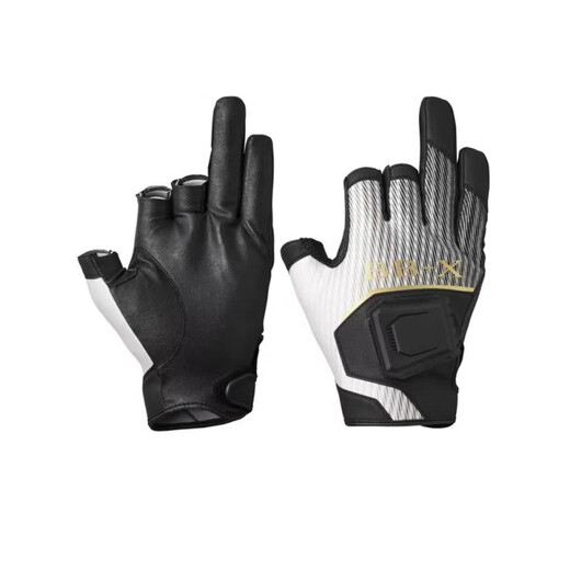 SHIMANO Fishing Gloves Rock Fishing Gloves Luya Genuine Leather Non-Slip Breathable Sunscreen GL110V Sticky Hook 23 Styles Three Finger Gray XL