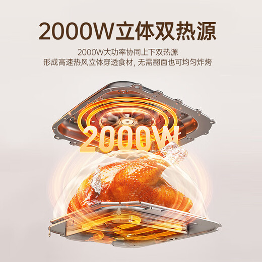 
Midea Air Fryer for Home 7 liters practical large capacity 2025 new model 2000W dual heat sources without turning over transparent large windows 7-layer thickened metal inner liner 7L [KZC7002]