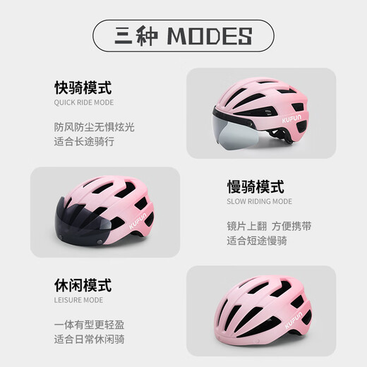 Kuferg New Children's Cycling Helm mit Schutzbrille für Teenager Mountain Road Bike Männer und Frauen Fahrradschutzausrüstung Bubble Pfirsichpulver-Gray-Brille M (Empfohlener Kopfumfang 53-57 cm)
