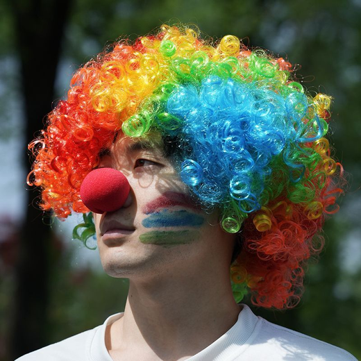 Jieyi children's wig colorful headgear afro clown kindergarten performance props funny birthday rainbow funny headdress colorful wig 1 + nose 1 22*30*2*