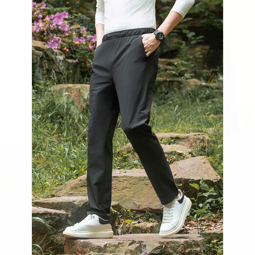 CEO Yageor men's outdoor spring and autumn casual pants three-proof fabric wrinkle-resistant wear-resistant water-resistant trousers sports elastic pants black JQB-671 M 170