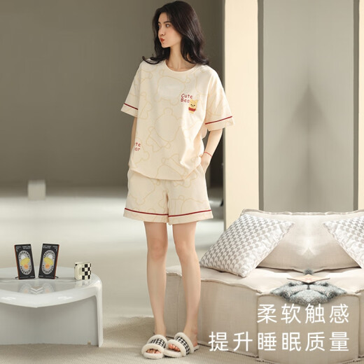 Pioneer 2025 Nouveau pyjamas d'été à pics pour femmes coton pur short à manches courtes minces vêtements sucrés sweet home two-yey set yzt9859 ensemble à manches courtes 3xl code [recommandé 160-180jin [Jin est égal à 0,5 kg] usure] Taille moyenne