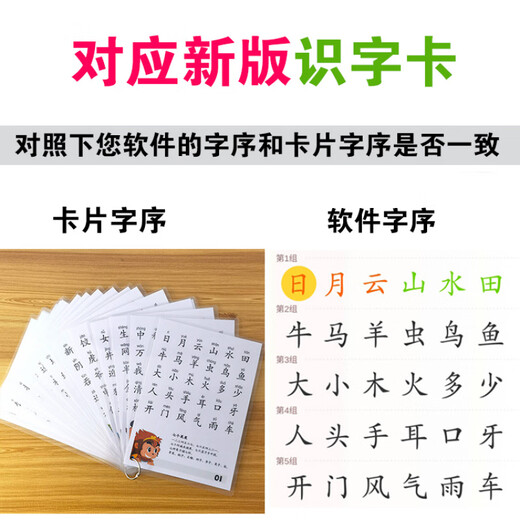 
G Wukong literacy card Preschool word recognition card 1200 words Pinyin teaching aids memory synchronous word card 100 single word 4-inch card (including 701-800 words) 8cmX