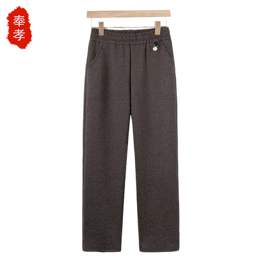 Fengxiao middle-aged and elderly women's winter woolen straight pants, new mother's wear, autumn and winter velvet thickened trousers, high-waisted casual pants