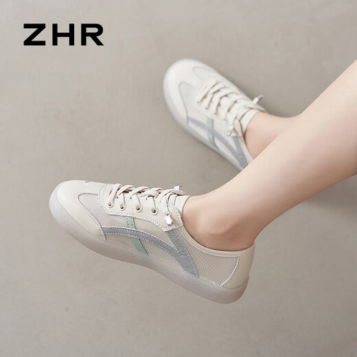 ZHR -Brettschuhe für Frauen Sommer Freizeitschuhe für Frauen, atmungsaktive flache Schuhe einfache Sportschuhe für Frauen, die vielseitig Reisgrau 38 pendeln 38