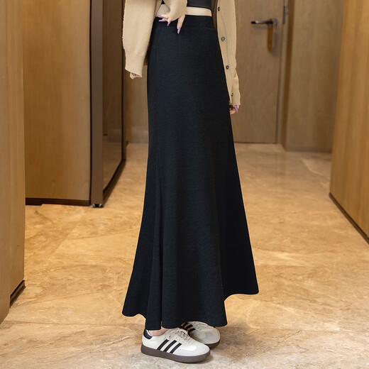 Sibaishe High Waist Skirt 2025 Autumn New Women's Fit Simple Commuting Temperament Fishtail Skirt