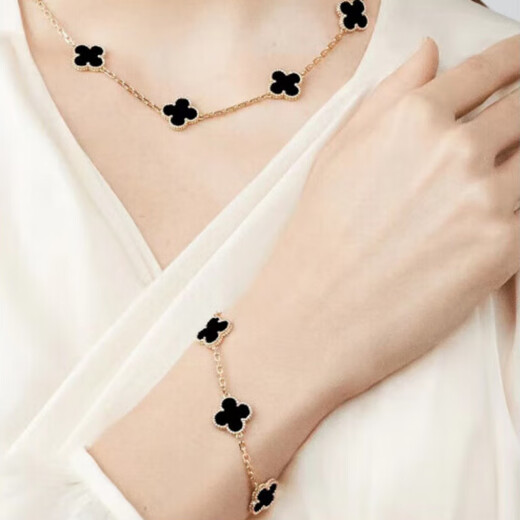 COASZE 18K rose gold four-leaf clover five-flower bracelet for women AU750 color gold carnelian bracelet for girlfriend five-flower bracelet carnelian rose gold