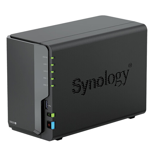 群晖（Synology） DS225+四核心 两盘位 NAS 网络存储服务器 企业团队办公 私有云 文件共享备份 黑色 标配（不含硬盘）