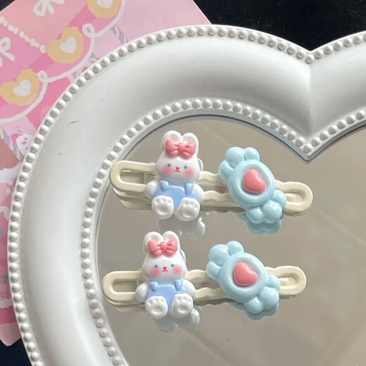 Internet celebrity cartoon bear cloud duckbill clip new cute sweet girl side bangs chuck headdress card for children 2 pieces of bear bow + rabbit candy