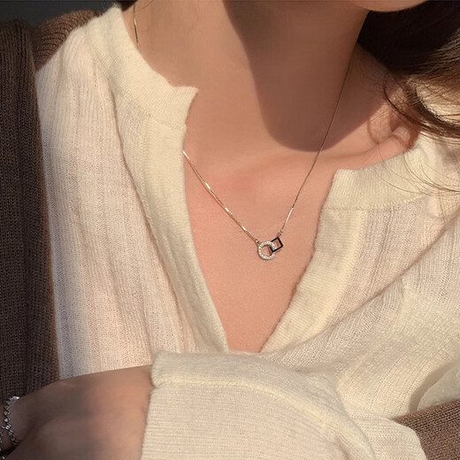Mansheng Interlocking S999 Sterling Silver Clavicle Necklace for Women 2025 New Light Luxury Niche Birthday Gift for Girlfriend Interlocking Necklace Exquisite Gift Box