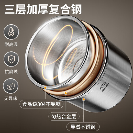 Aistar pressure cooker, one-hand open lid, three-layer thickened composite steel, explosion-proof pressure cooker, stew pot, gas induction cooker, universal, regular model, suitable for 4-6 people, 22cm 6L