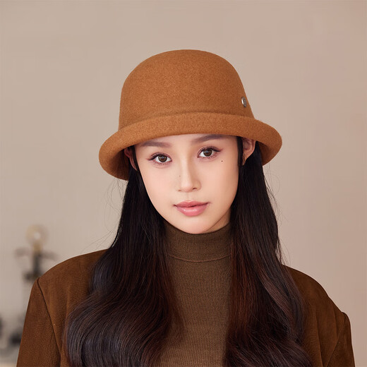 Autumn and winter retro wool fisherman hat, new style, feminine, simple basin hat, rolled edge, fashionable face-showing small hat, trendy, light gray