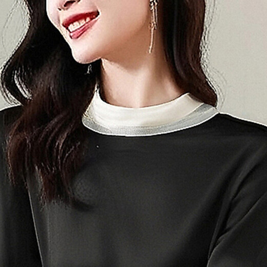 OLJ high-end brand silk dress for women 2025 summer new French elegant slim retro mulberry silk skirt Black M 90-110Jin [Jin equals 0.5 kg]