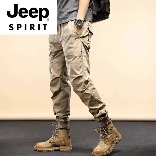 Jeep Spirit High-End Brand Casual Hosen für Männer 2025 Sommer Lose Sportbindungshosen für hübsche Arbeitskleidung vielseitige lange Hosen für Männer 679 Khaki 28