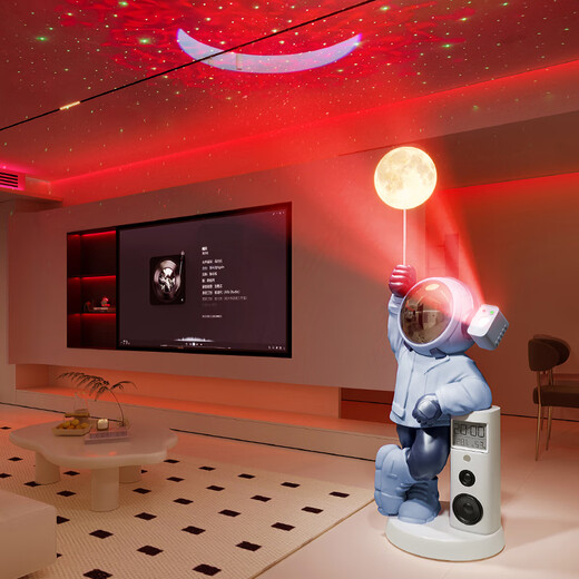 Chenyu astronaut decoration living room floor-standing large astronaut TV cabinet sofa side decoration housewarming gift upgrade Astronaut Ram blue audio starry sky lamp