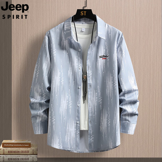 Jeep Spirit Jeep Sommer Herren Langarmhemd Hemd Jacke Lose baumelnder Eisdraht Cooles Sonnenschutzhemd 6169 Grün 2xl 140-155jin [Jin ist gleich 0,5 kg]