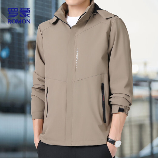 ROMON jacket men's hooded autumn sports commuting casual outdoor assault jacket men's top ZHX2228 camel XL