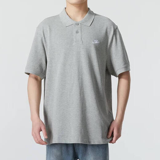 Nike (Nike) T-Shirt New Summer Sportswear Golf Casual Running Kurzärmelte Baumwoll-Revers Atmungsbekenntnis Fn3895-063-Grau-Baumwolle (165/84a)
