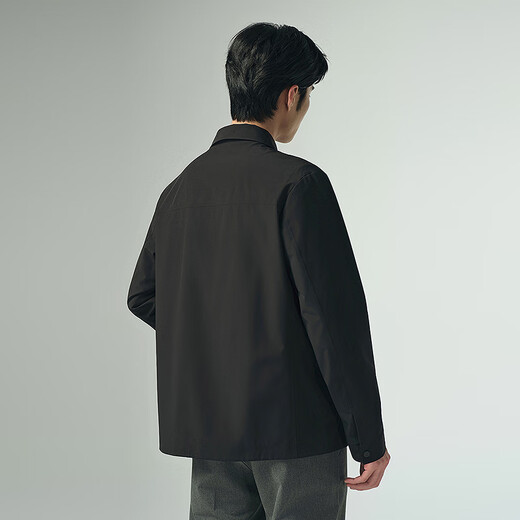 Lilanx Executive Jacket Men's Mulberry Silk Jacket Autumn 2025 New Solid Color Business Jacket Lapel Jacket Men Black (G5QFY8232Y) XL 175/92A