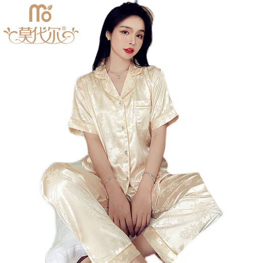 莫代尔冰丝睡衣女士夏季丝稠薄款短袖长裤加大码200斤家居服感套装 693#绿条纹三件套装 2XL (建议130-150斤)