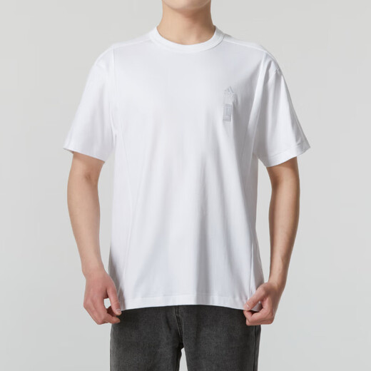 阿迪达斯 （adidas）白色短袖男夏季武极运动服纯棉宽松透气休闲T恤 IW1518 M 135-155斤