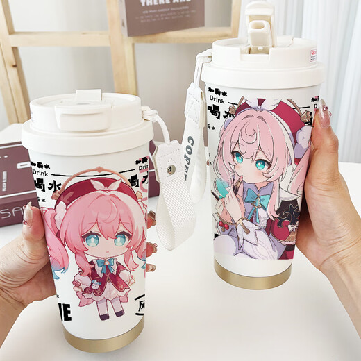 精品崩坏星穹铁道风堇赛飞儿保温杯高颜值可爱车载杯双饮Q版高端 0ml T9273风堇铃兰保温杯