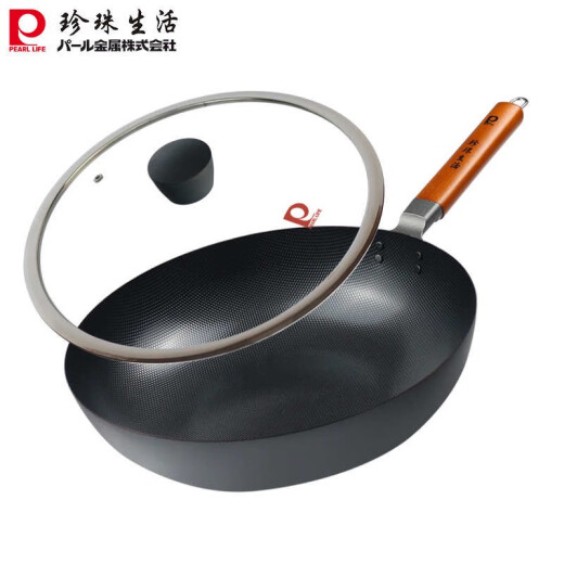 珍珠生活日本进口家用轻便无涂层不易粘锅炒锅铁锅炒菜锅平底锅具 gp- / 重1.3kg 15833cm