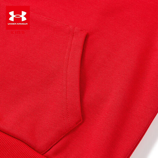Under Armor New Year Series Children's Sweaters Big Children's Printed Hooded Velvet Tops Boys and Girls Casual Autumn Clothes Red 150