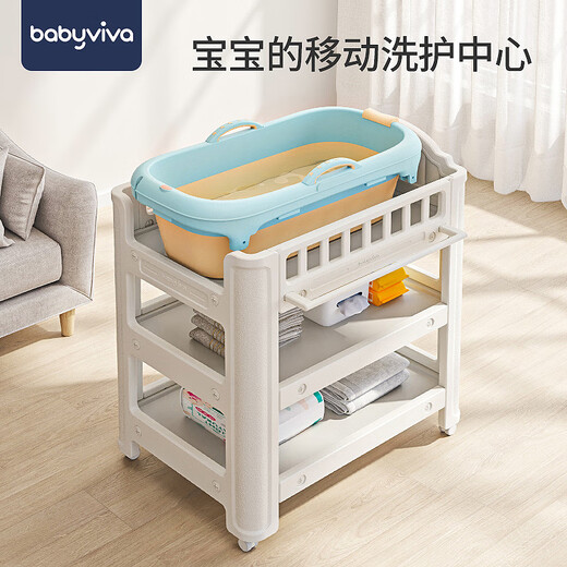 
babyviva diaper table baby care table baby diaper change diaper massage touch integrated multi-functional movable newborn crib cloth table assembly other frame structure