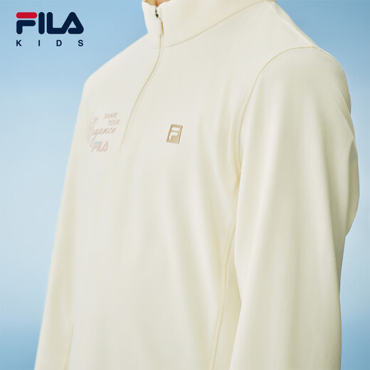 FILA anti-static children's clothing long-sleeved T-shirt 2025 winter new tops for girls, middle and large children, water milky white-IV 170
