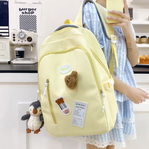 Neues modisches einfaches und vielseitiges Rucksack Casual Student Bag Rucksack Computertasche Männer und Frauen gleicher Stil frischer Rucksack schwarzer Vase kleine Größe