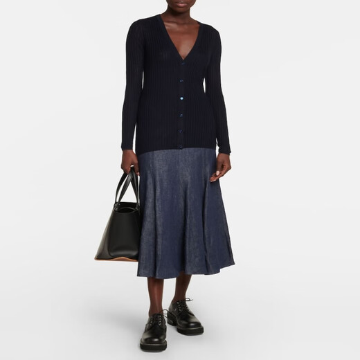 Gabriela Hearst [chinesisches Valentinstag] Emma Nadel Hole Cashmere und Seidenpullover P00750202 Blau XS CN 160/84