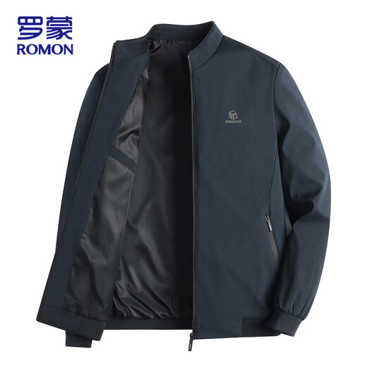 ROMON Jacket Men's Autumn and Winter Business Stand Collar Jacket Men's Casual Top Dad's Wear Professional Wear Shrimp Blue XL