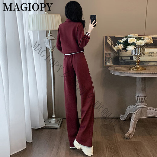 MAGIOPY国际奢侈高档品牌欧洲站休闲运动套装女春季2025新款洋气红色短款 红色两件套 S(100斤以内)