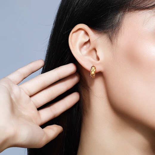 Chao Acer Zhijian Xuyu Yellow 18K Gold Earrings Women's Earrings Color Gold Earrings Earrings for Girlfriend's Birthday Gift One Pair