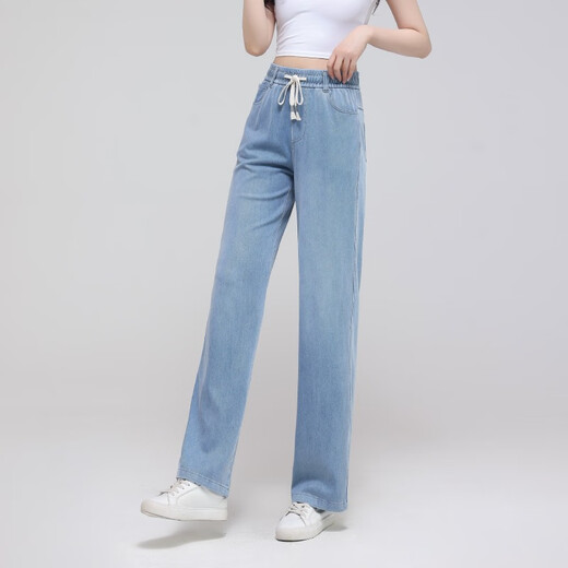 Cada verano jeans delgados de tenis para mujeres pantalones de pierna ancha pantalones rectos delgados 8006 azul 3xl