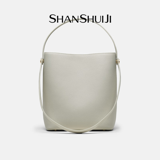 
Mountain Water Collection Bucket Bag Handheld Single Shoulder Armpit Large Capacity Cowhide Female Niche Tote Bag Elephant Gray