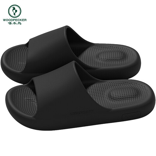 Woodpecker Anti-odor slippers for men in summer 2025 new indoor home thick-soled anti-slip silent eva sandals for men wearing black [air cushion feeling] 36-37 standard size (inner length 235MM)