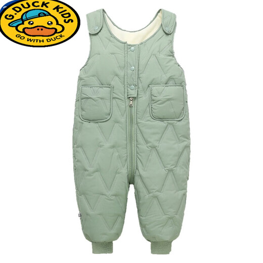 G.DUCKKIDS children's overalls for boys and girls in autumn and winter all-in-one velvet cotton pants for babies with open stalls for children and infants thickened outer trousers bean green plus velvet and thickened - 100