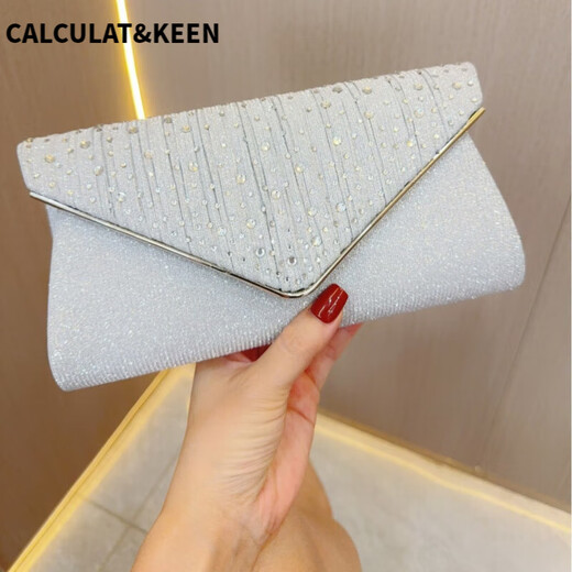 
CALCULAT/KEEN Dinner Rhinestone Bag Female Lady Temperament Banquet Clutch Wedding Party Dinner with Evening Dress Bag Black