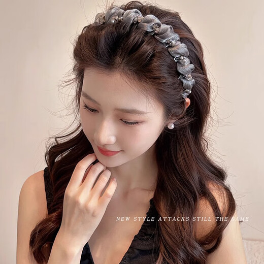 Kamalun (KAMALUN) light luxury women's headband 2025 new high-ceiling face wash special pressure hairpin high-end hair accessories outing headwear silver gray