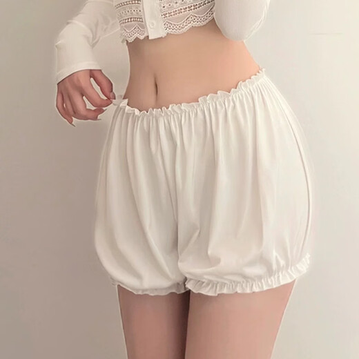 Kunsui Pumpkin Pants Leggings Women's Summer Safety Pants Flower Bud JK Wear Skirt Lantern Shorts to Prevent Lighting and Can Be Weared Out Thin White Flower Bud Leggings 1 Pair (Recommended 80-125 Jin Jin is equal to 0.5 kg)