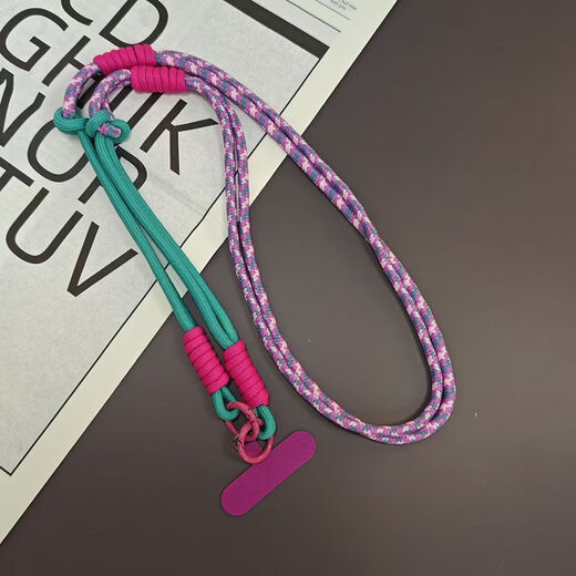Mobile phone lanyard, chain case, lanyard back, super nice model for ladies, exquisite and high-end clip, special anti-lost ring buckle, new style, can be worn crossbody/hangerneck/wrist - length adjustable, crossbody style, green, pink and yellow, two-strand braided three-purpose lanyard + headband pink baby pendant