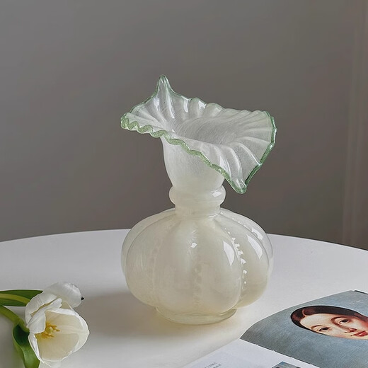 Wooden green pumpkin glass art French light luxury style retro high-end water culture decoration birthday gift