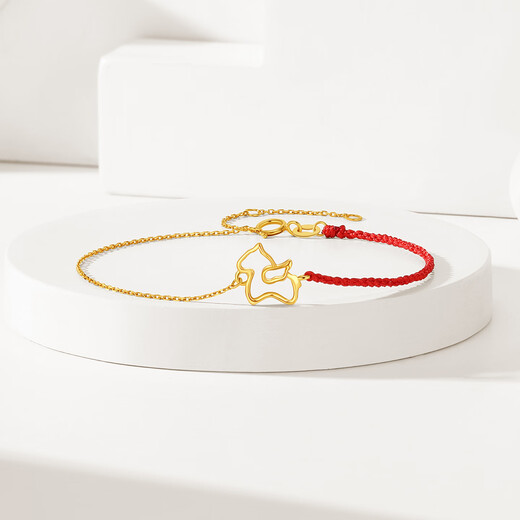 Trendy Acer to Jane Get Rich Soon Yellow 18K Gold Bracelet Female Unicorn Gold Bracelet Fashion Light Luxury Gift for Girlfriend Chain Length Approximately 16cm + Tail Chain