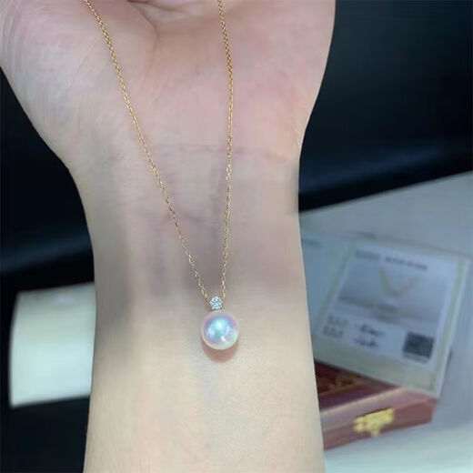 Japanese akoya seawater pearl pendant princess necklace 18K gold South African diamond heavenly natural red hot style Japanese akoya seawater pearl pendant princess necklace